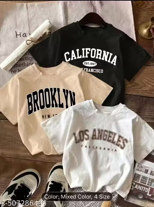 Trendy Women’s American Style T-Shirts Set  3Pcs