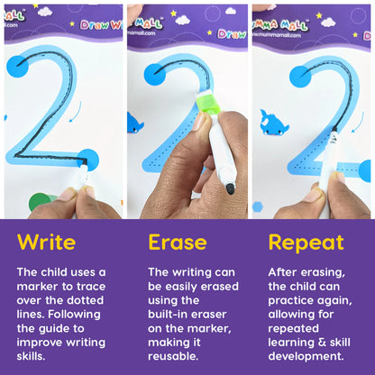 68 Pages Reusable Tracing Line Book For 2+ Years Kids