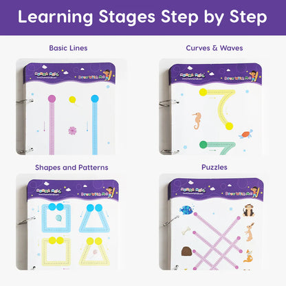 68 Pages Reusable Tracing Line Book For 2+ Years Kids