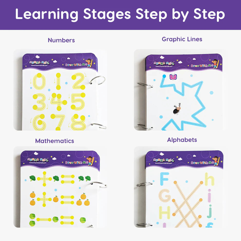 68 Pages Reusable Tracing Line Book For 2+ Years Kids